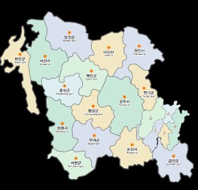 대전,충남 지역 지도